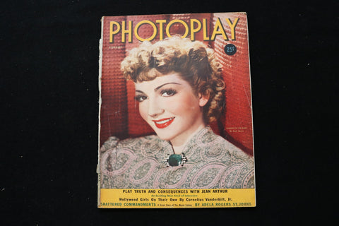 1939 FEBRUARY PHOTOPLAY MAGAZINE - CLAUDETTE COLBERT COVER - E 25389