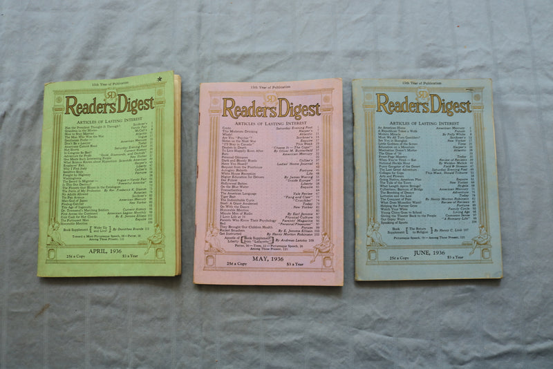 1936 READER'S DIGEST MAGAZINE - LOT OF 12 - COMPLETE YEAR - O 3342