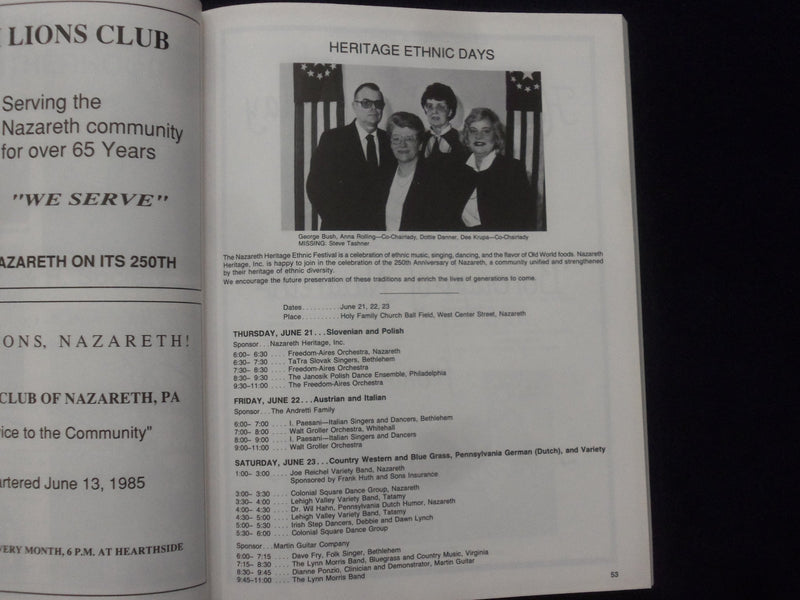 1990 NAZARETH, PA 250TH ANNIVERSARY CELEBRATION SOUVENIR PROGRAM - K 161