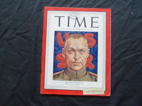 1943 AUGUST 23 TIME MAGAZINE - RED ARMY'S KONSTANTIN ROKOSSOVSKY - T 878