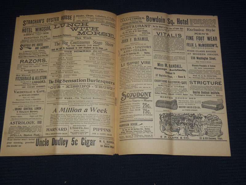 1900-1902 HOWARD ANTHENAEUM PROGRAMME LOT OF 9 - BOSTON MASSACHUSETTS - J 9247