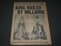 1937 MAY 12 NEW YORK DAILY NEWS - KING GEORGE HAILED BY MILLIONS - NP 2909