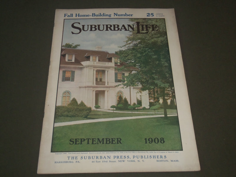 1908 SEPT SUBURBAN LIFE THE COUNTRYSIDE MAGAZINE - GREAT COVER & ADS - SP 9510