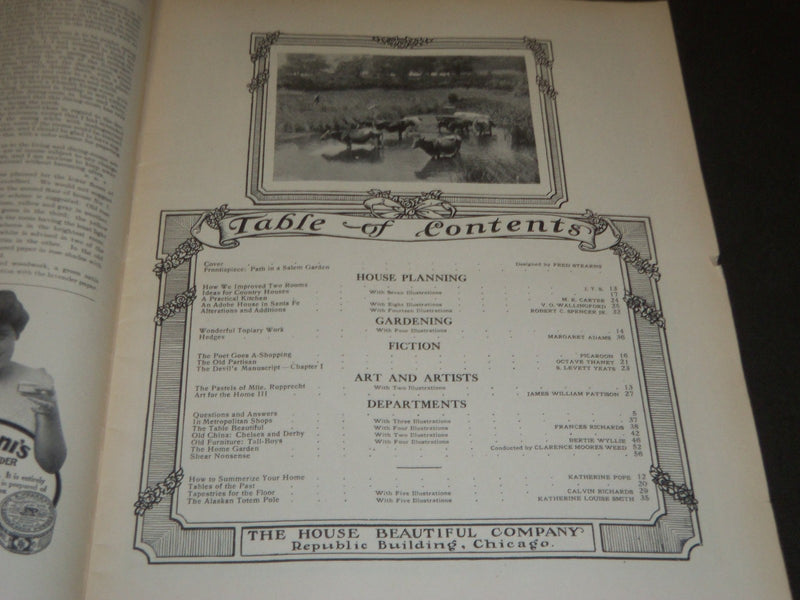 1907 JUNE THE HOUSE BEAUTIFUL MAGAZINE - GREAT PHOTOS & ADS - ST 385