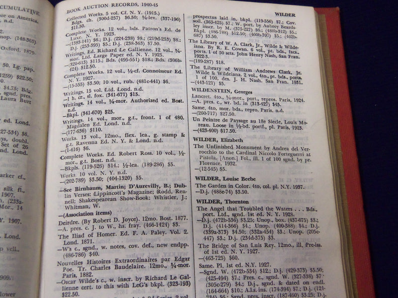 1940-1950 UNITED STATES CUMULATIVE BOOK AUCTION RECORDS LOT OF 2 - KD 1836