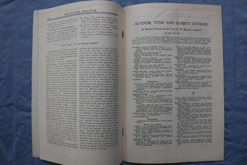 1917-1920 THE WILSON BULLETIN - THE SCHOOL LIBRARY NUMBER - LOT OF 4 - K 2966
