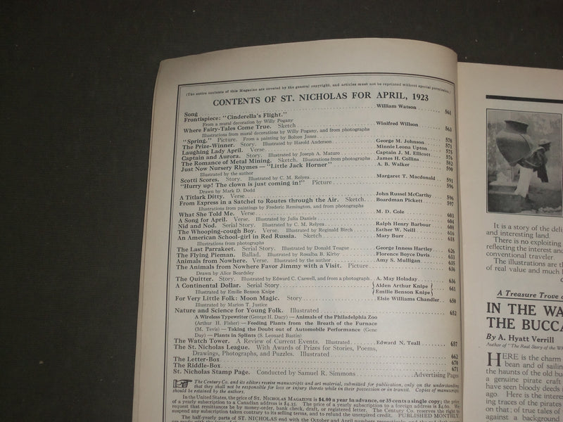 1923 APRIL ST. NICHOLAS MAGAZINE - ILLUSTRATIONS, STORIES & ADS - B 4628