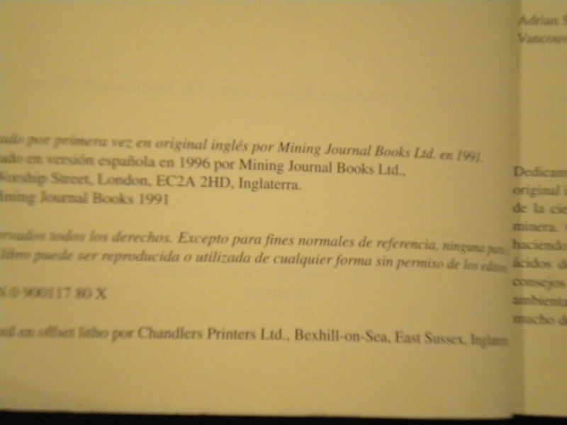 1991 TRATAMIENTO DE RESIDUOS DE CIANURACION SOFTCOVER BOOK - KD 8061