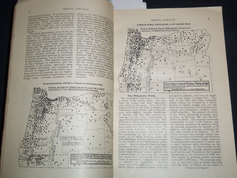 1915 STATE OF OREGON ALMANAC OFFICIAL PAMPHLET - J 8500