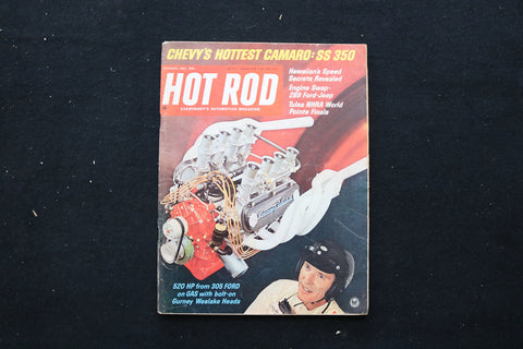1967 JANUARY HOT ROD MAGAZINE - CHEVY'S HOTTEST CAMARO: SS 350 COVER - SP 4201R
