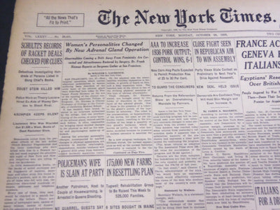 1935 OCTOBER 28 NEW YORK TIMES - SCHULTZ'S RECORDS CHECKED FOR CLUES - NT 4839