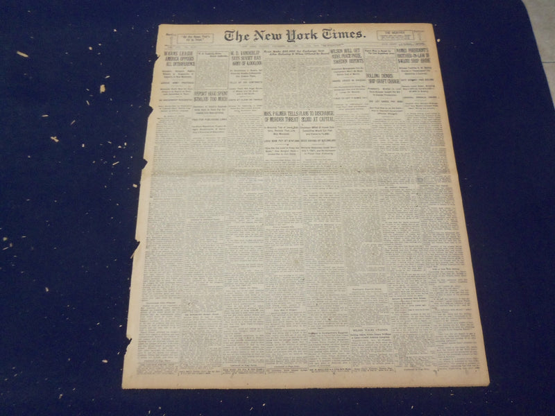1920 NOVEMBER 21 NEW YORK TIMES - WILSON WILL GET NOBEL PEACE PRIZE - NT 8465