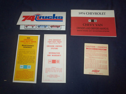 1974 CHEVROLET VAN OWNER'S MANUAL & PAMPHLETS - J 6435