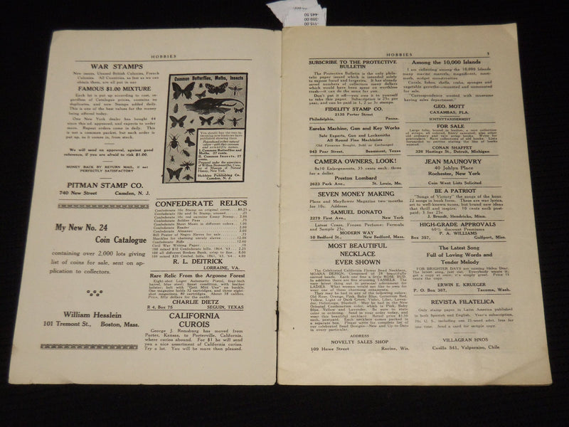 1919 OCTOBER HOBBIES MAGAZINE - PERCY MCGRAW MANN - VOLUME 2 NO. 1 - SP 4863A