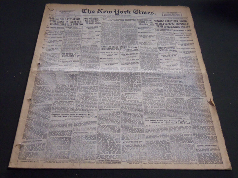 1928 SEPTEMBER 20 NEW YORK TIMES - FLORIDA DEAD PUT AT 400 - NT 6919