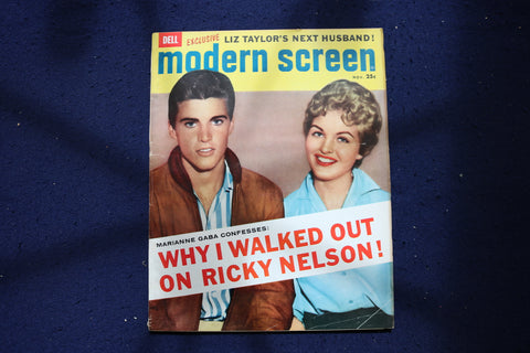 1958 NOV MODERN SCREEN MAGAZINE - RICKY NELSON & MARIANNE GABA COVER - E 17376