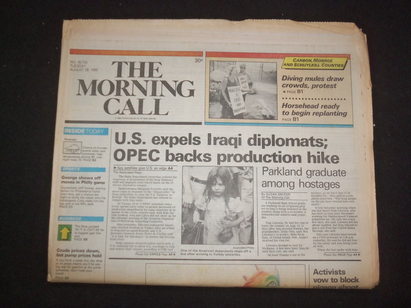 1990 AUG 28 MORNING CALL NEWSPAPER-ALLENTOWN, PA-U.S. EXPELS IRAQI DIPL -NP 8271
