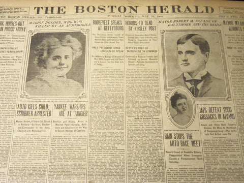 1904 MAY 31 THE BOSTON HERALD - ROOSEVELT SPEAKS AT GETTYSBURG - BH 54