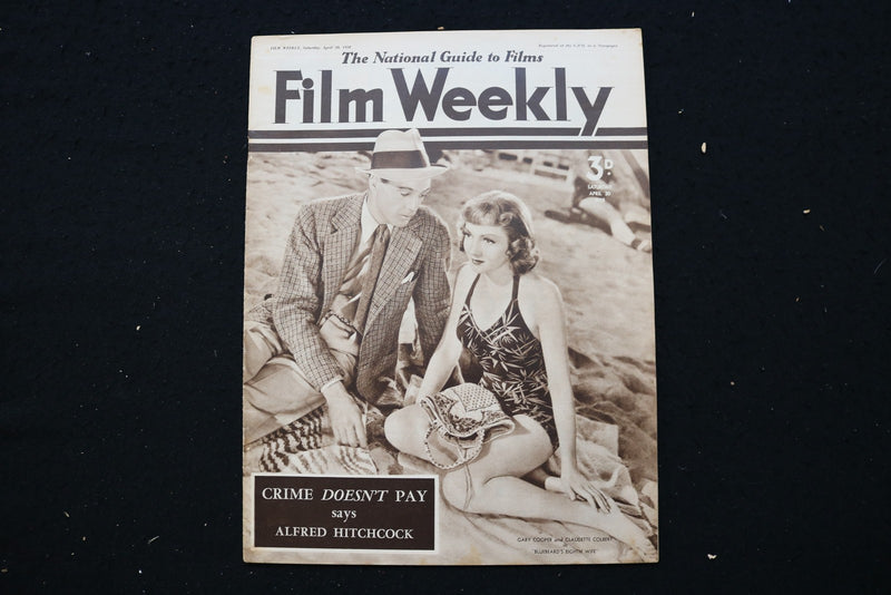 1938 APR 30 FILM WEEKLY MAGAZINE - GARY COOPER-CLAUDETTE COLBERT COVER - E 25182