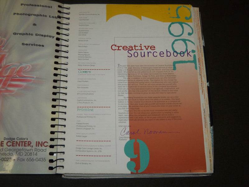 1995 CREATIVE SOURCEBOOK 9TH EDITION PUBLISHED BY CAROL NOONAN - KD 3486P