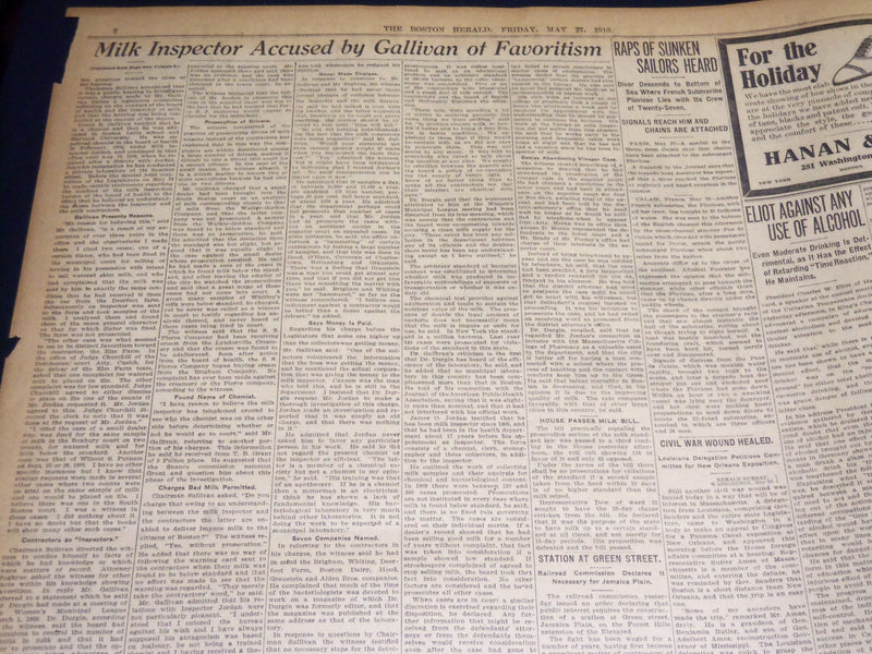 1910 MAY 27 THE BOSTON HERALD - COLEMAN REVEALS DEALINGS WITH KELIHER - BH 334