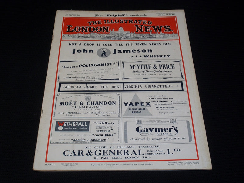 1955 FEBRUARY 12 ILLUSTRATED LONDON NEWS MAGAZINE NICE COVERS & ADS - E 4276