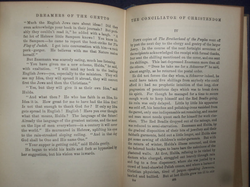1943 DREAMERS OF THE GHETTO HARDCOVER BOOK BY ISRAEL ZANGWILL - KD 9135