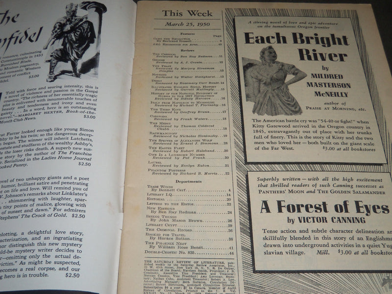 1950 MARCH 25 SATURDAY REVIEW OF LITERATURE MAGAZINE - ARTURO TOSCANINI- ST 4927