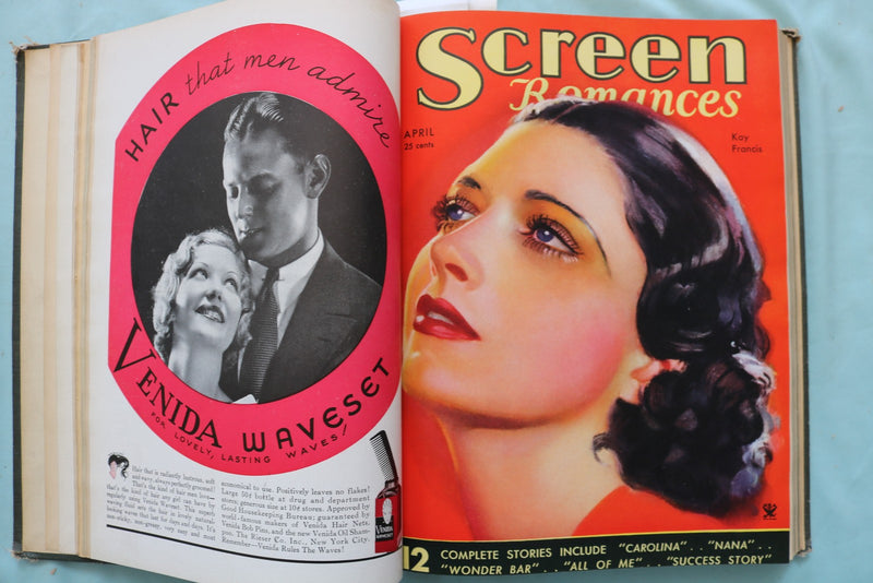 1934 MAR-AUG SCREEN ROMANCES MAGAZINE BOUND VOLUME -DIETRICH-HARLOW - KD 9684