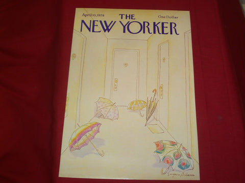 1978 APRIL 10 NEW YORKER MAGAZINE FRONT COVER ONLY - GREAT ART FOR FRAMING