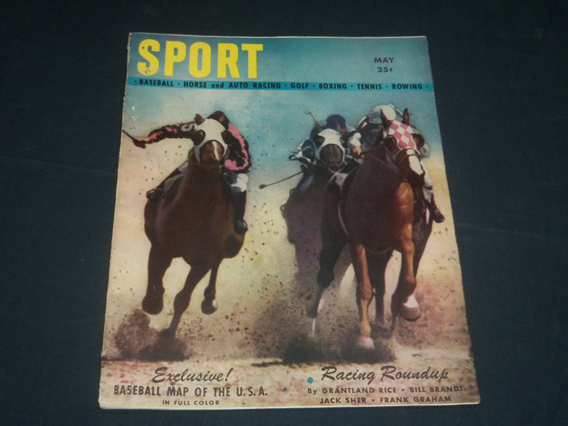1947 MAY SPORT MAGAZINE - HORSE RACING ROUND UP COVER - GREAT PHOTOS - B 6785