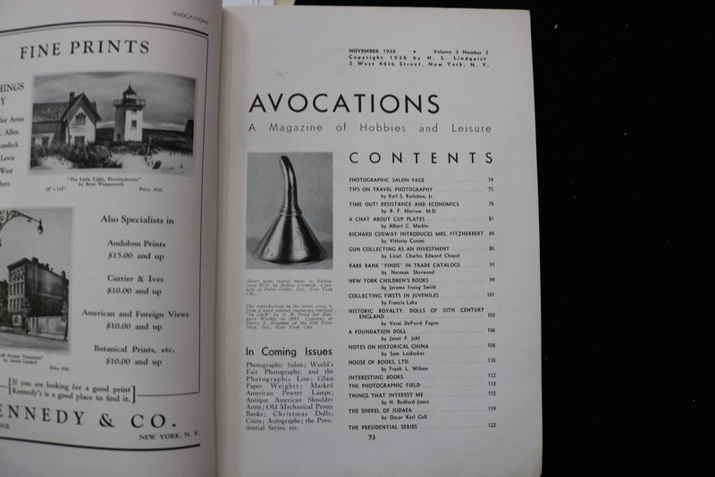 1938 NOVEMBER AVOCATIONS MAGAZINE - A.B. FROST COVER - K 2910