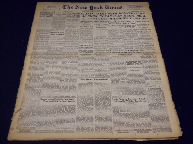 1945 JULY 26 NEW YORK TIMES - STALIN TALKS WITH MOUNTBATTEN - NT 537