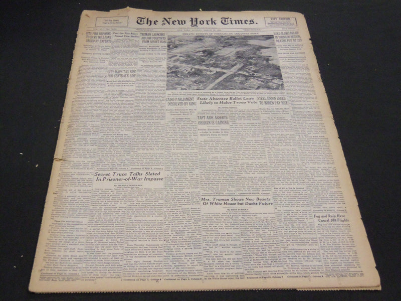 1952 MARCH 24 NEW YORK TIMES - EFFECTS OF TORNADO ON ARKANSAS TOWN - NT 4530