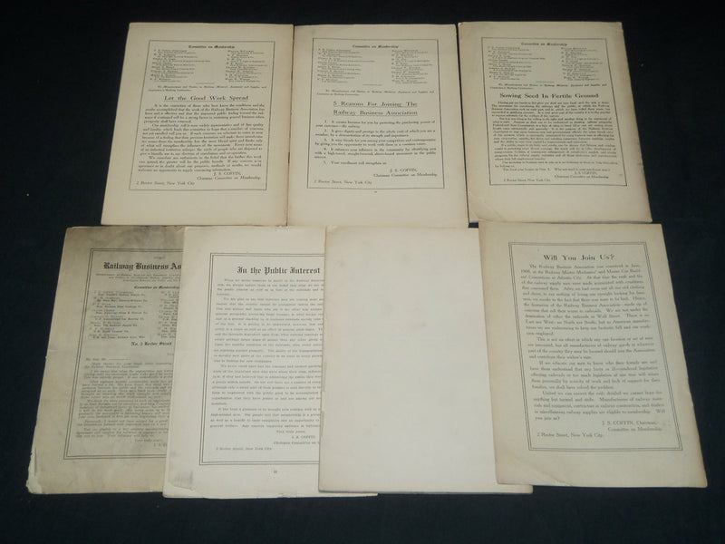 1910-1911 RAILWAY BUSINESS ASSOCIATION BULLETIN LOT OF 7 ISSUES - J 5404
