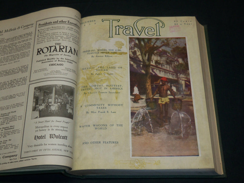 1919 NOV-1920 OCT TRAVEL MAGAZINE BOUND VOLUME - GREAT COVERS - KD 6005