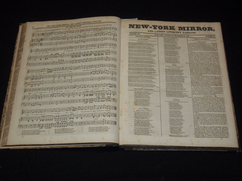 1829-1830 NEW YORK MIRROR AND LADIES GAZETTE BOUND VOLUME NO. 7 - KD 4675K