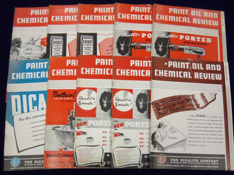 1944 PAINT OIL & CHEMICAL REVIEW MAGAZINE LOT OF 32 ISSUES - GREAT ADS - O 509