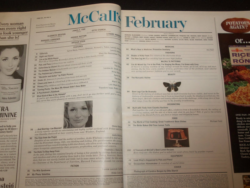 1968 FEBRUARY MCCALL'S MAGAZINE - CANDICE BERGEN COVER, STORIES & ADS - ST 6332