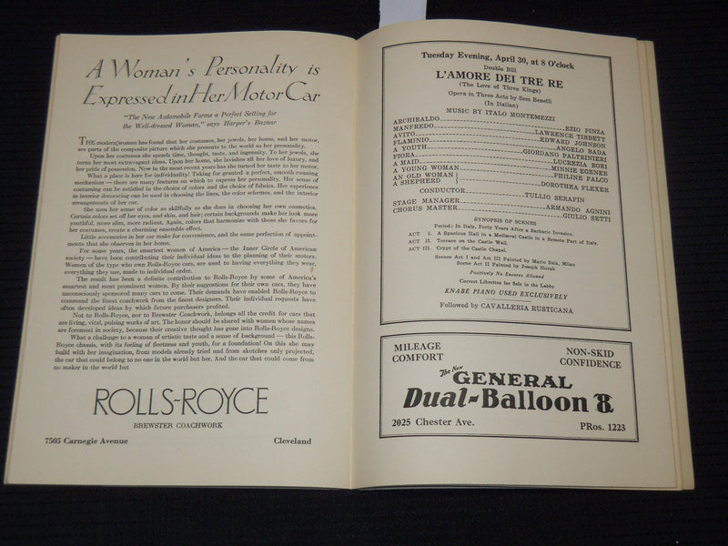1928-1929 METROPOLITAN OPERA COMPANY PROGRAM LOT OF 2 - CLEVELAND OHIO - J 8019