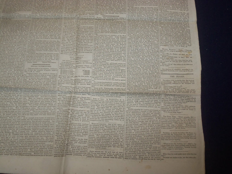 1849 JUNE 16 MASSACHUSETTS PLOUGHMAN NEWSPAPER - LOUIS KOSSUTH - NP 5170