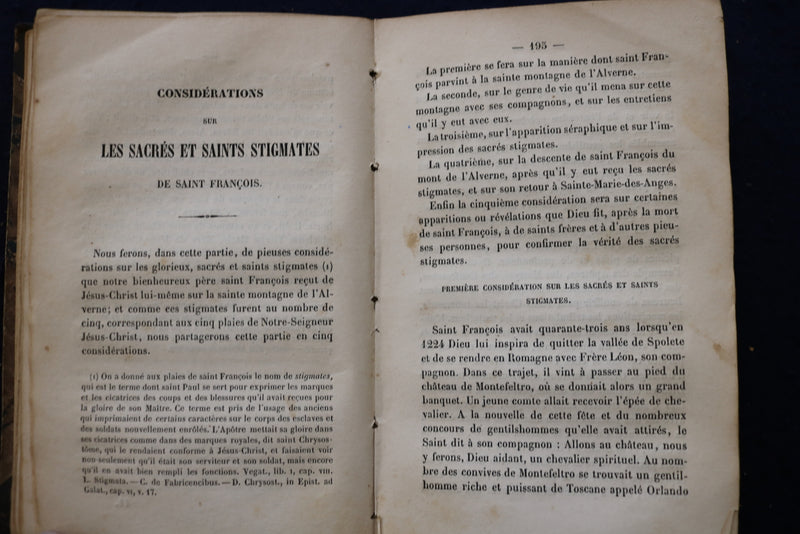 1847 FIORETTI FLEURS DE SAINT FRANCOIS D'ASSISE HARDCOVER BOOK- FRENCH - KD 9556