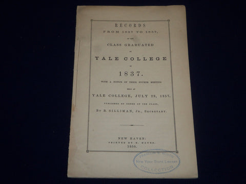 1858 YALE COLLEGE GRADUATE CLASS OF 1837 CATALOGUE - SP 2614