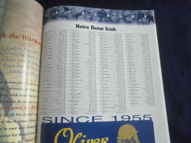 2000 SEPTEMBER 2 FOOTBALL PROGRAM - UNIV NOTRE DAME VS TEXAS A&M UNIV - SP 1213L