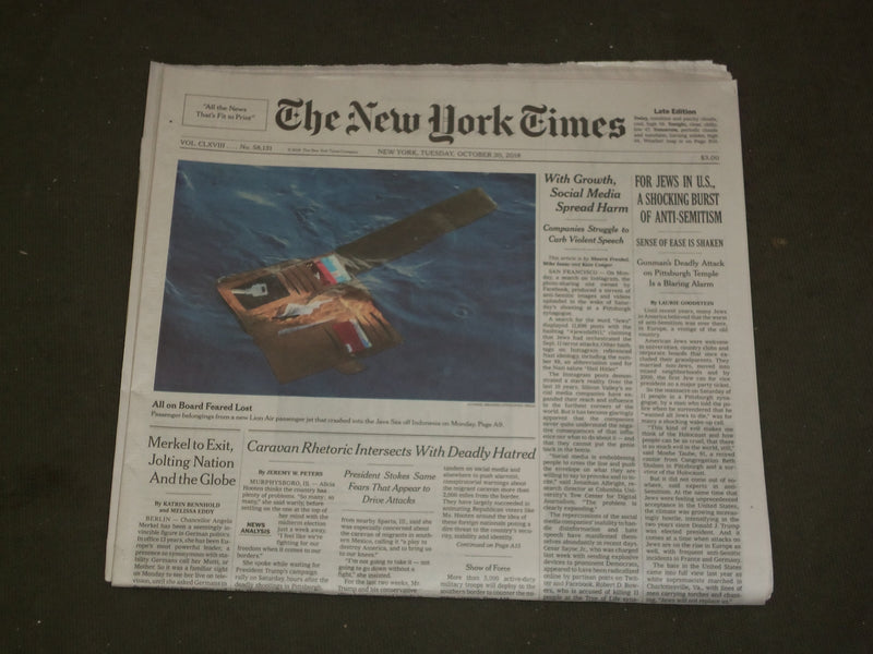 2018 OCTOBER 30 NEW YORK TIMES - SOCIAL MEDIA SPREADS HARM OF VIOLENT SPEECH