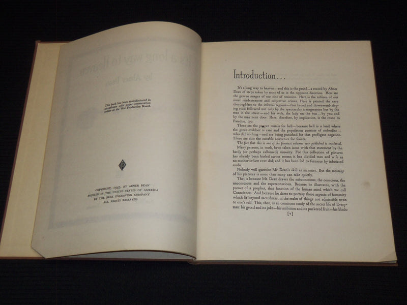 1945 IT'S A LONG WAY TO HEAVEN HARDCOVER BOOK BY ABNER DEAN - R 735W