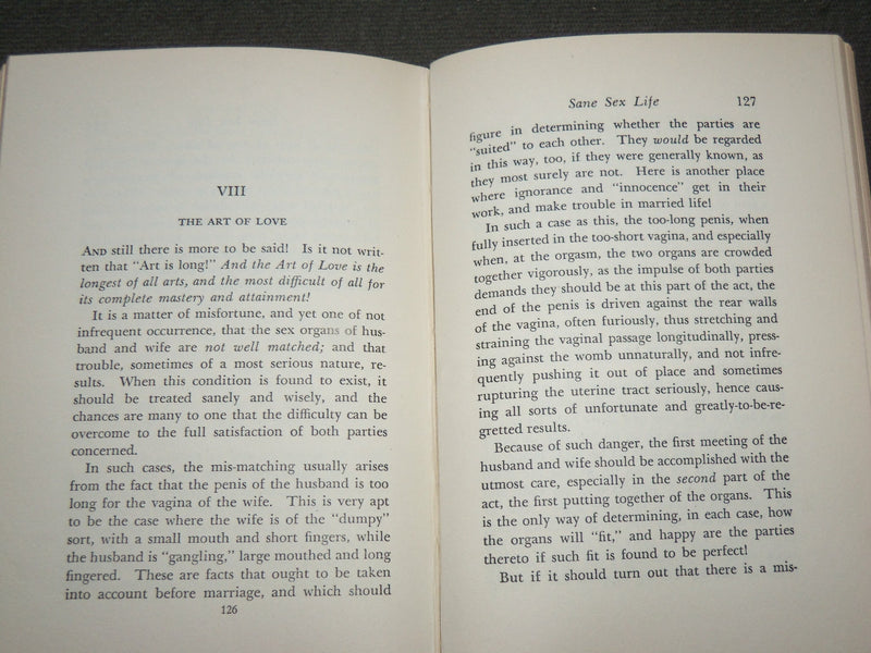 1937 SANE SEX LIFE AND SANE SEX LIVING BOOK BY H. W. LONG M. D. - KD 6211