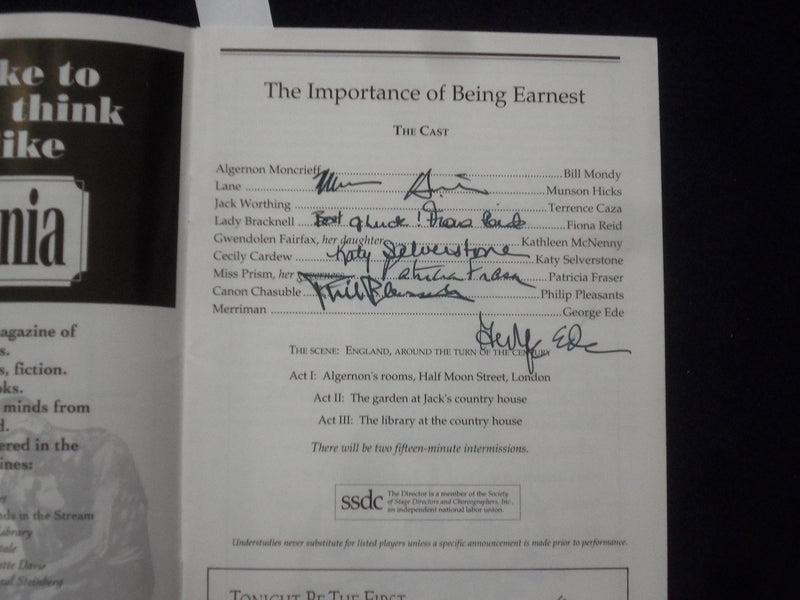 1994 THE IMPORTANCE OF BEING EARNEST- MUNSON HICKS + 5 OTHER SIGNATURES - J 9705
