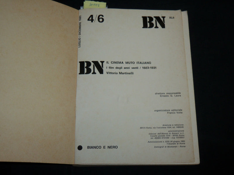 1981 JULY-DECEMBER CINEMA MUTO ITALIANO BOOK BY VITTORIO MARTINELLI - KD 7038