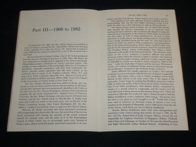 1982 A SHORT HISTORY OF TRINITY CHURCH PRINCETON, NEW JERSEY BY CUYLER - J 6600